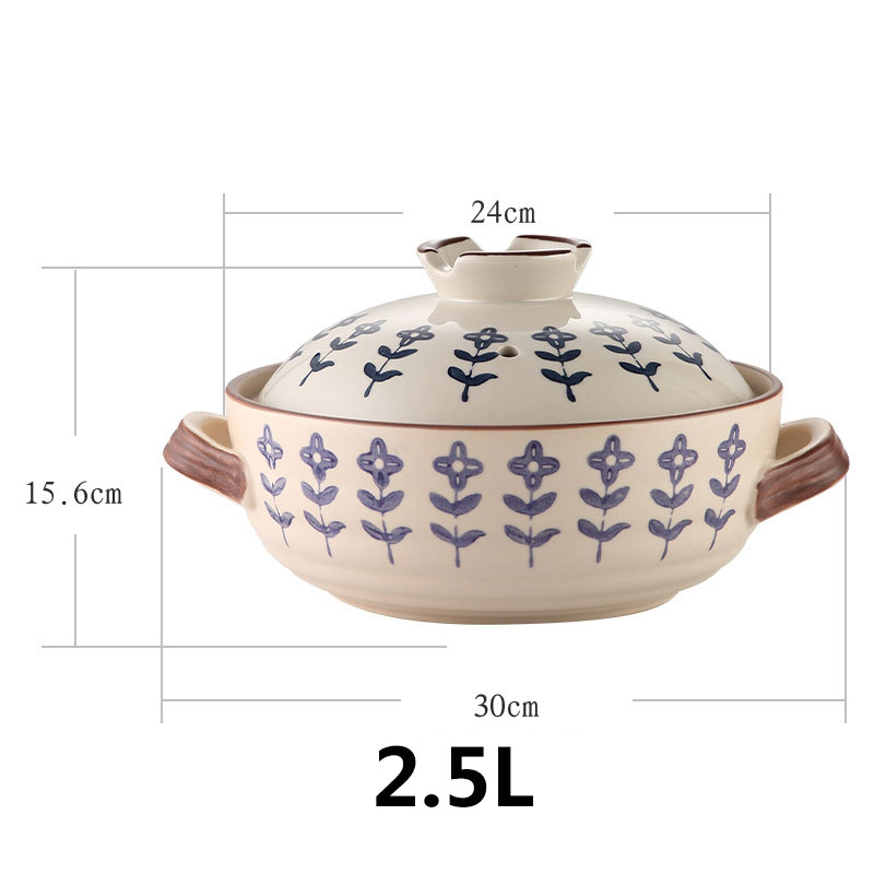 Japanese Soup Pot Crock Pots Casserole Ceramic Rice Noodle Saucepan High Temperature Resistant Cooking Pan For Gas Stove Kitchen: 2.5L D