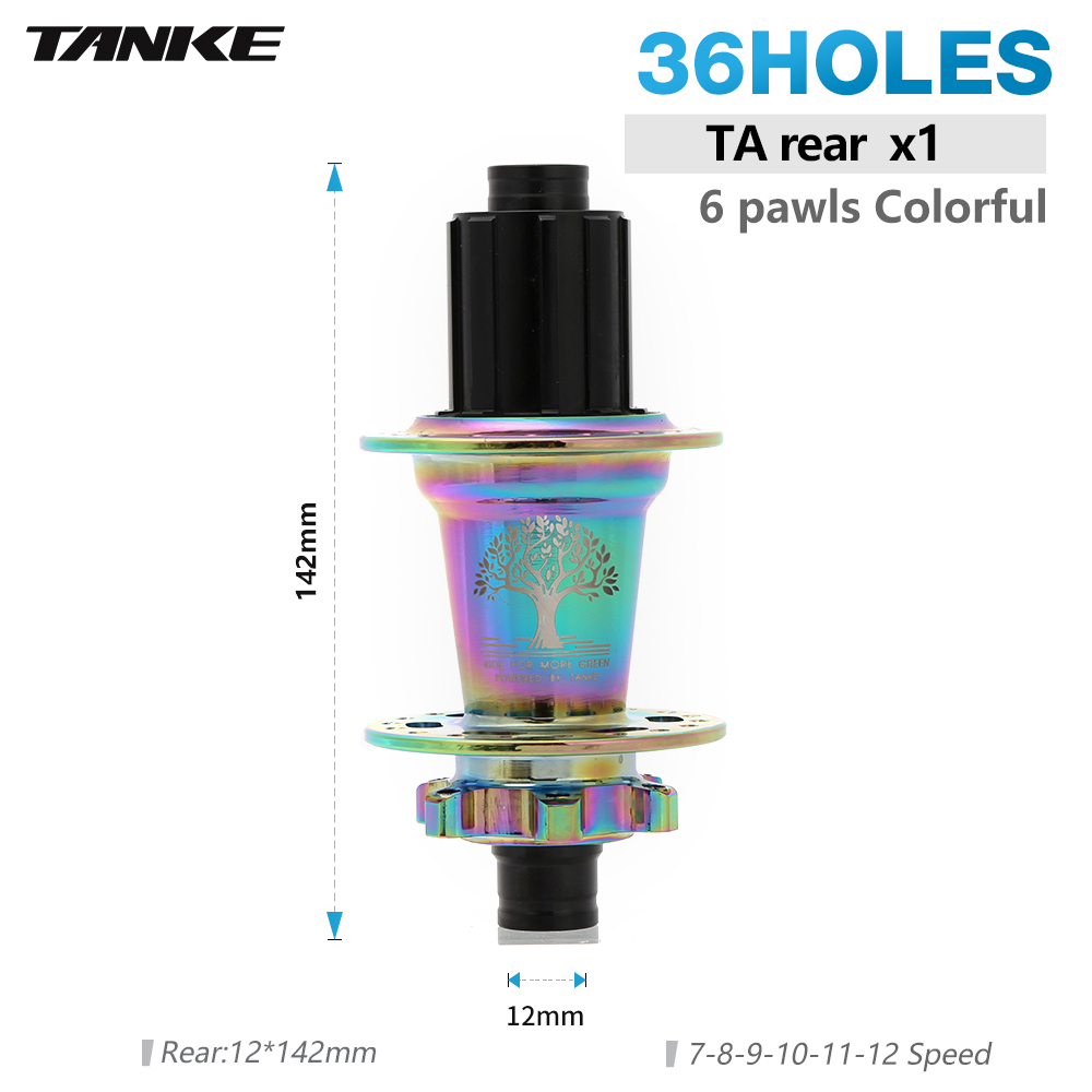 TANKE Ultralight MTB Bicycle Hub 6 Pawls 6 Bearing Freehub 120 Click 36H 7-12 Speed 6 Nail Bike Disc Brake Hubsets Cycling Parts: Orange