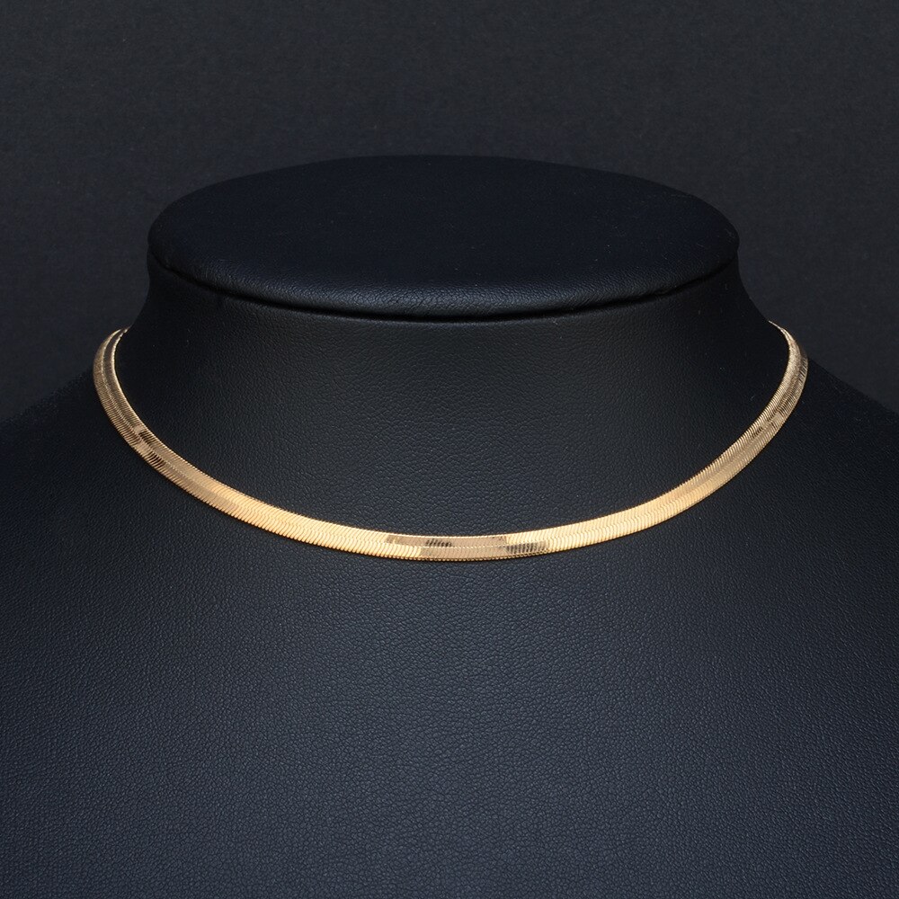 24k guld halsband 4mm/40-45-50cm blad halsband orm ben kedja män& #39 ;s &amp; #39 för kvinnor
