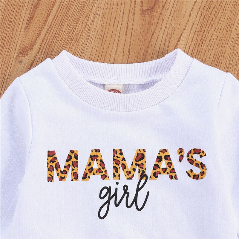 Herfst Baby Baby Meisjes Sweatshirts Brief Luipaard Print Lange Mouwen Trui Katoenen Tops Lente Outfits Voor Dailywear