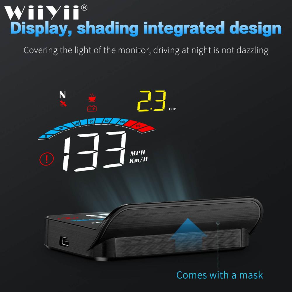 WiiYii M16 Newest Windshield HUD Projector with Navigation Car Head Up Display OBD2 HUD GPS Speedometer Water & Oil temp RPM