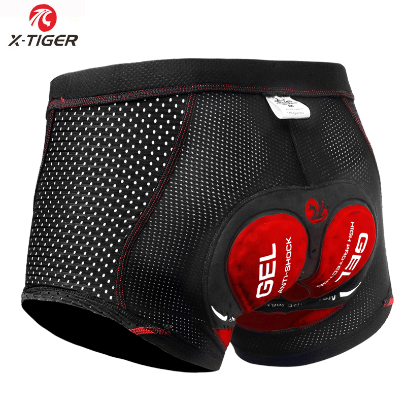 Ropa interior de Ciclismo de X-TIGER para hombre, pantalones cortos con almohadilla de Gel transpirable 5D, antideslizantes, empuñaduras de piernas: M / Castaño