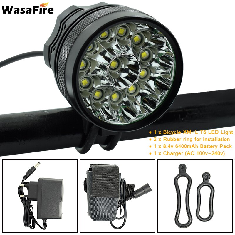 2 In 1 Bicycle Headlight 20000lm Waterproof Bike Front Light Night Safety 18650 Battery Pack Cycling Lamp Bike Accessories: YELLOW