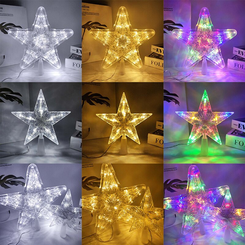 1 st 18/24.5cm julgran topp stjärna led ljus dekoration jul taklampa hem nattlampa dekor jul navidad