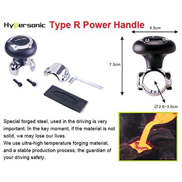 Hypersonic Black Vehicle Steering Knob Car Power Handle Spinner