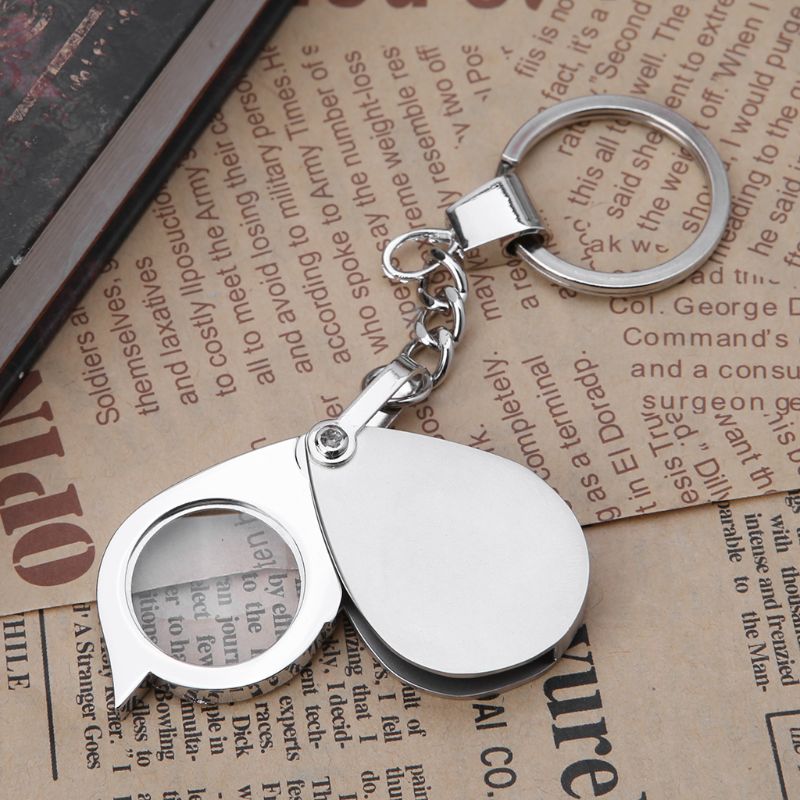 10X Portable Metal Magnifier Reading Map Jewelry Folding Keychain Loupe Magnifying Glass Lens