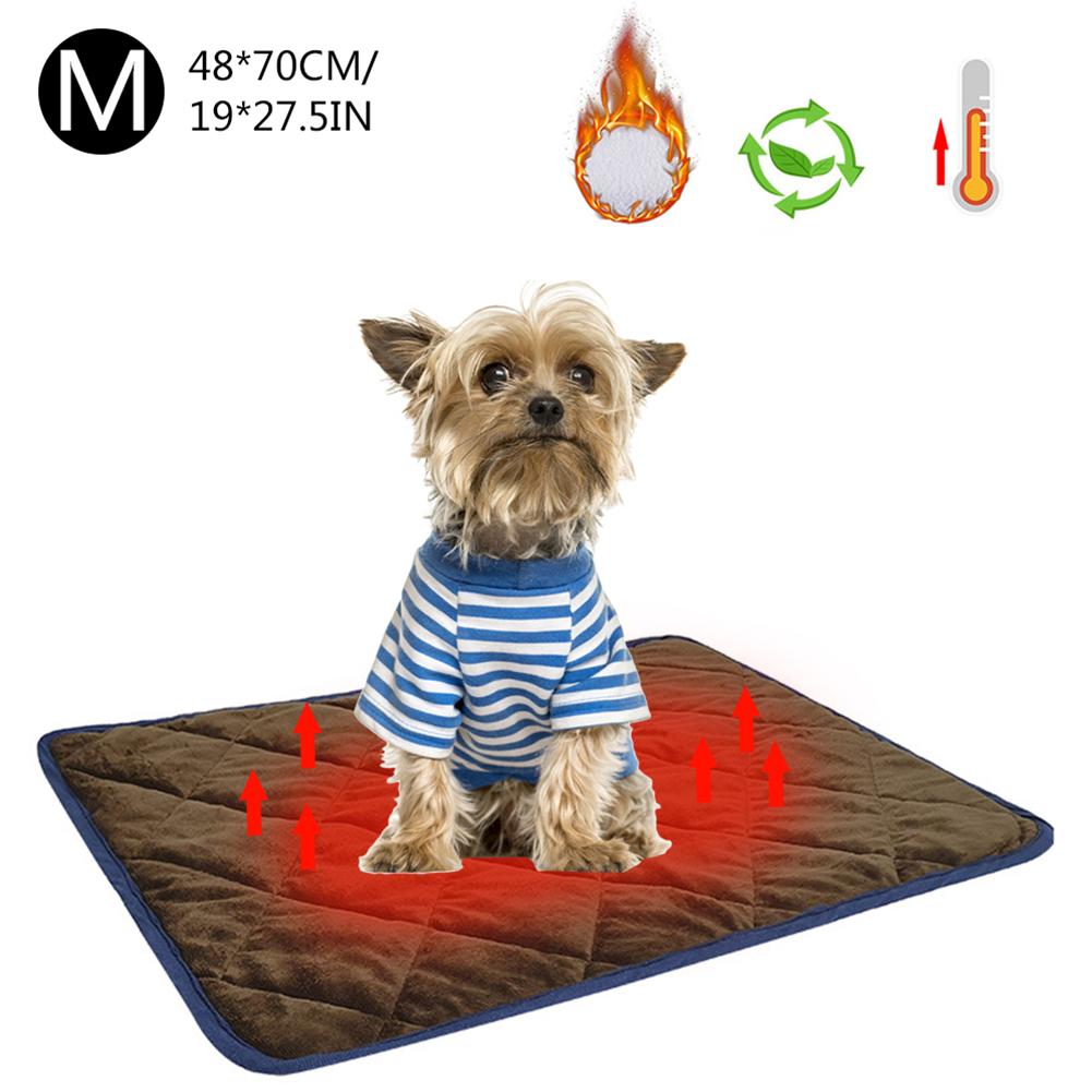 Cama para perros con autocalefacción, manta térmica para gatos, sofá, cojín, alfombra para el hogar, funda para dormir que mantiene el calor: Brown M
