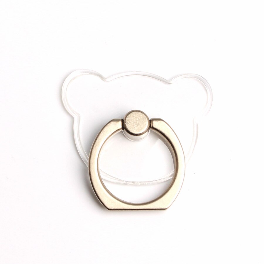 Phone Ring Holder Universal Mobile Phone Grip non-slip Metal/Plastic Finger Ring for Phone/Tablet Holder Stand Cat/Bear: Transparent bear