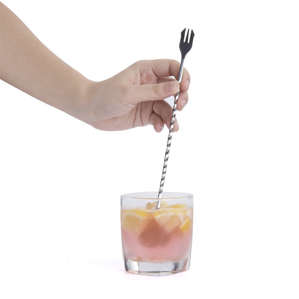 Novelty Stainless Steel Skull Bar Spoon Cocktail Mixing Spoon With Fork Cool Bar Tool For Bardenter