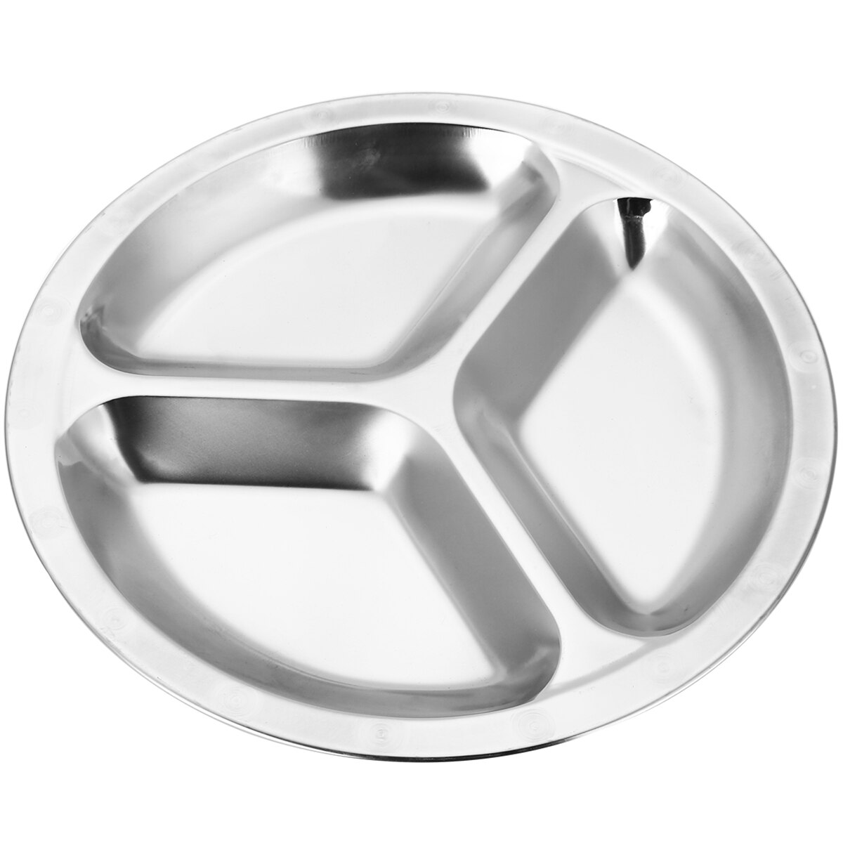 1pc Stainless Steel Dish 22/24/26cm 3 Sections Round Divided Dishes Snack Dinner Plate Kitchen Dinnerware