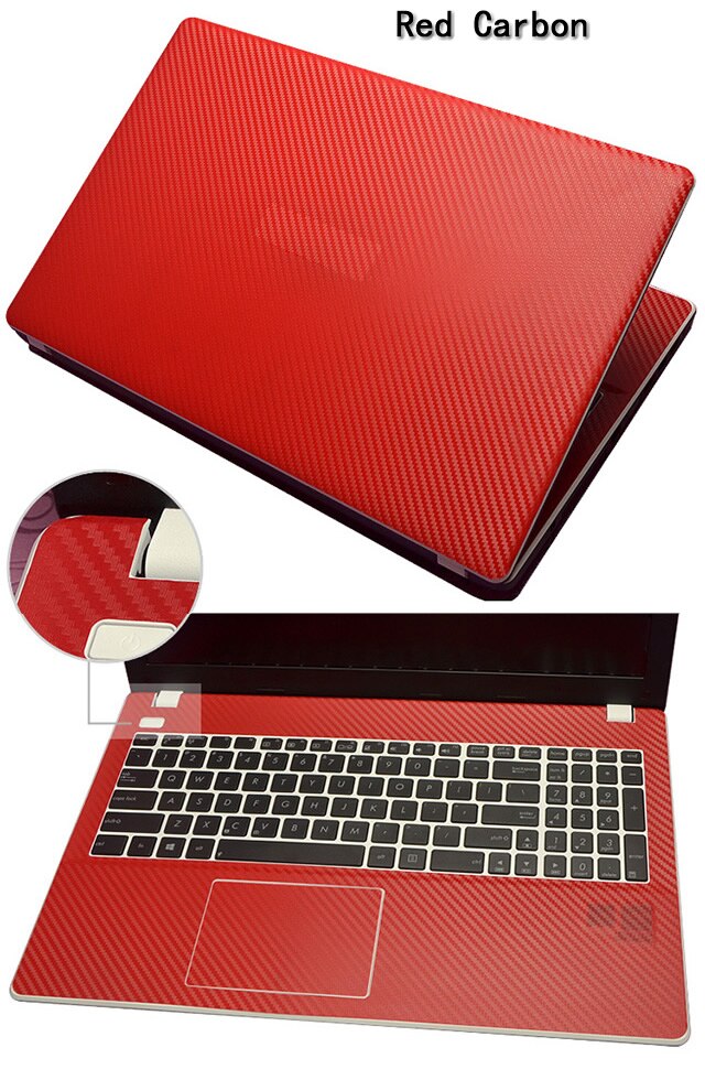 Kh laptop kulfiber læder klistermærke hud cover beskytter til alienware 17 m17x r3 r4 anw 17 17.3- inch release: Rødt kulstof
