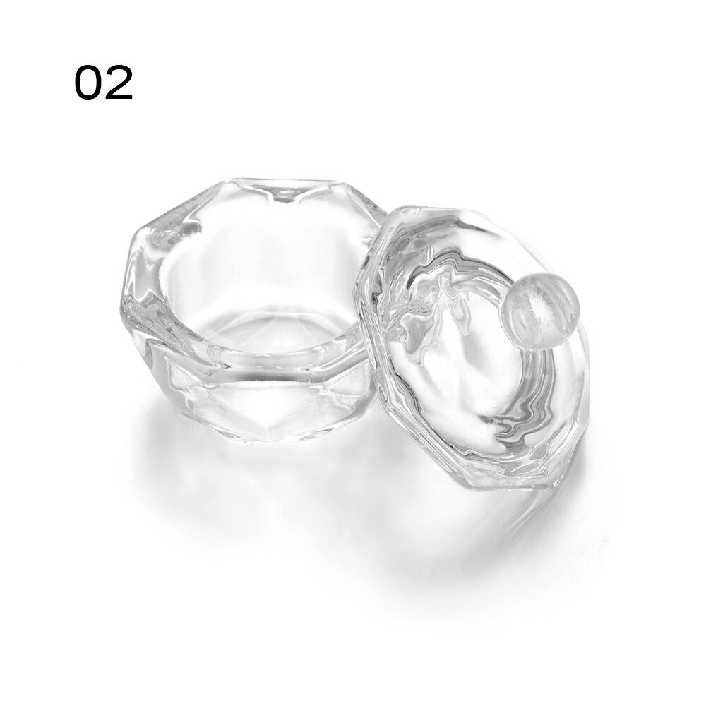 1PC Multi-styles Nail Crystal Bowl Cup Glass Dappen Dish Arcylic Powder Holder Container Nail Art Manicure Salon Nail Tool: 2