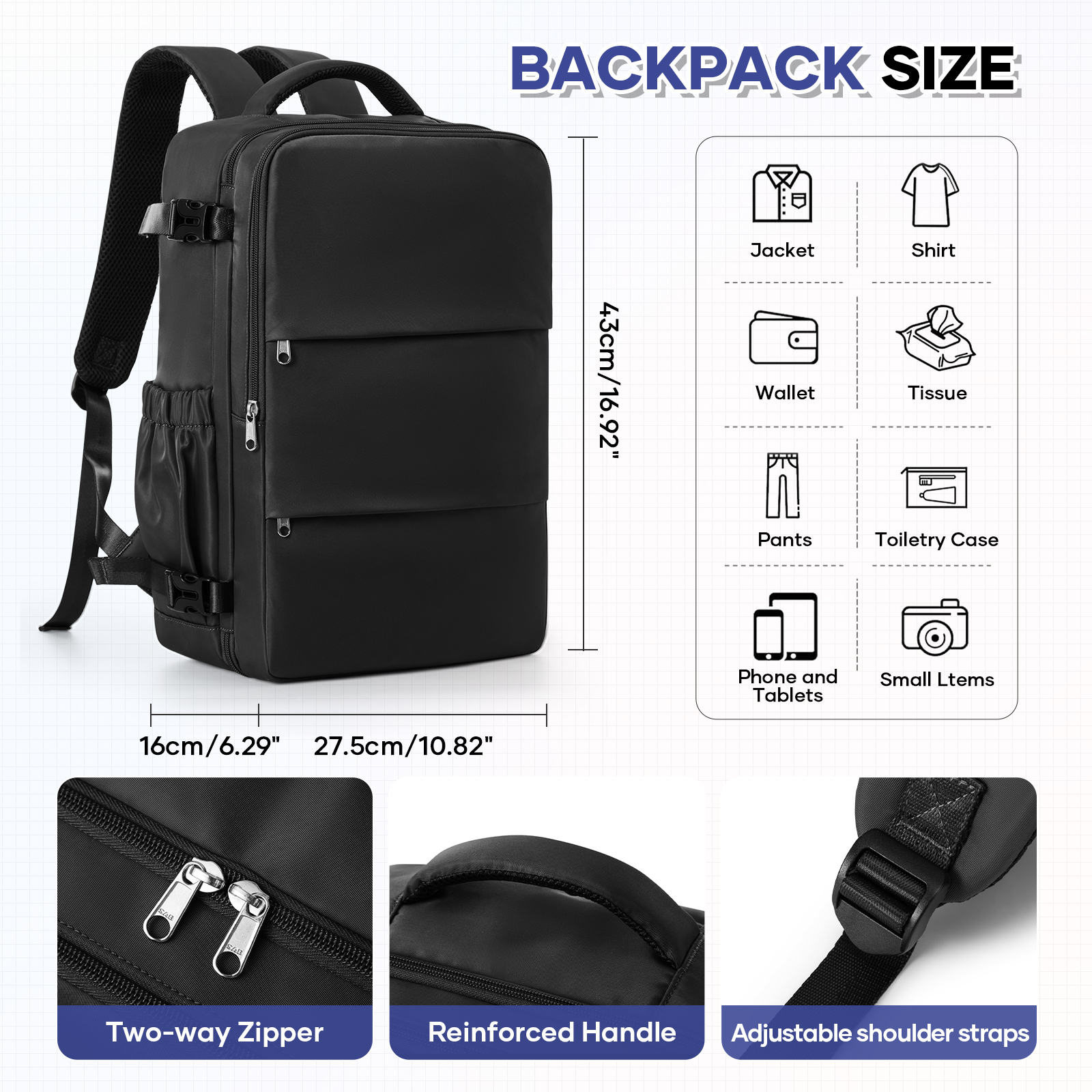 Hand Luggage Backpack For Women Men Business College Laptop Travel Backpack Waterproof Carry on Bags mochila viaje cabina avion