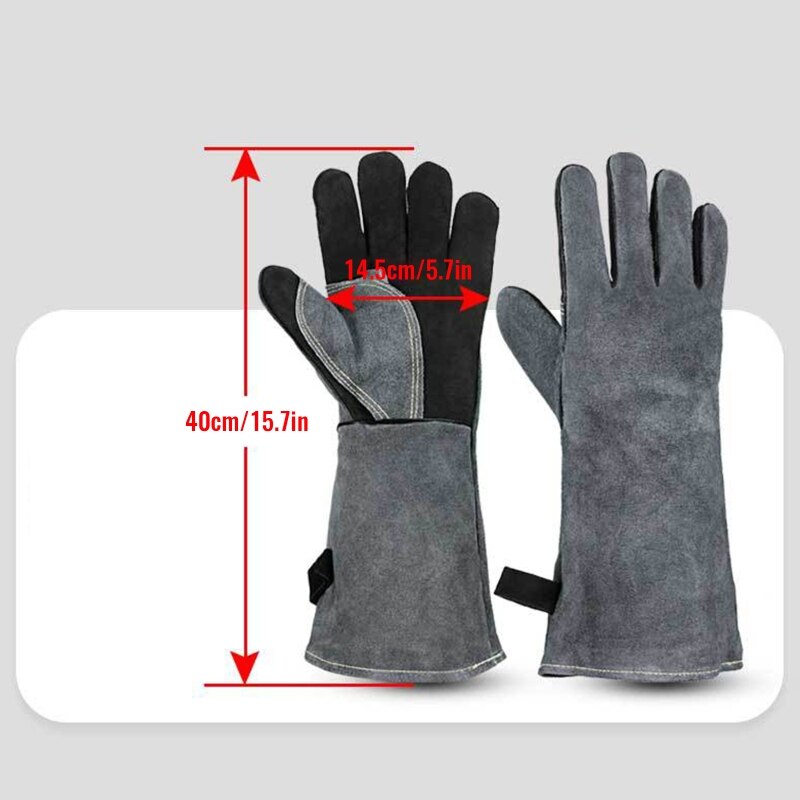 Leather Welding Gloves 932℉(500℃) for Pot Holder,Animal Handling Glove,BBQ,Oven,Grill,Fireplace Flame Retardant