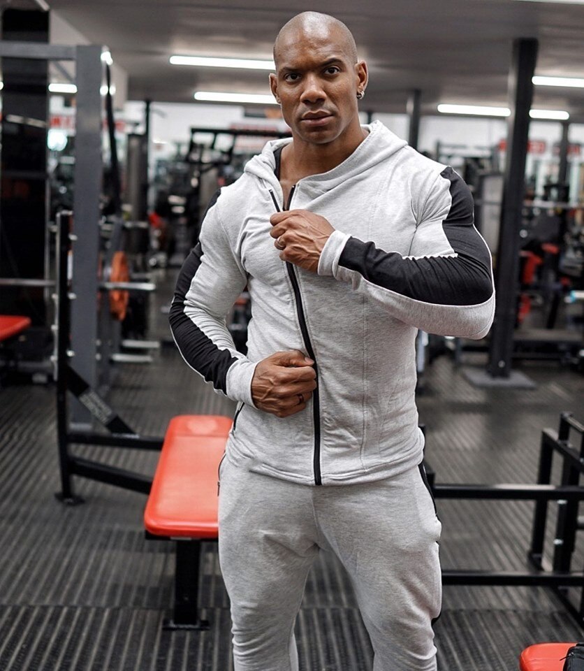 Vêtements de Sport pour homme, veste et sweat-shirt ample, pantalon, Fitness, entraînement, sweat à capuche zippé, survêtement