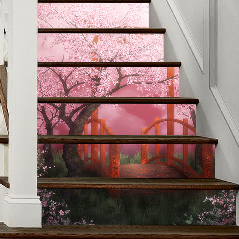 Sce Sticker Stair Stickers Decals Set of 6 Cherry Blossoms Sce... – Grandado