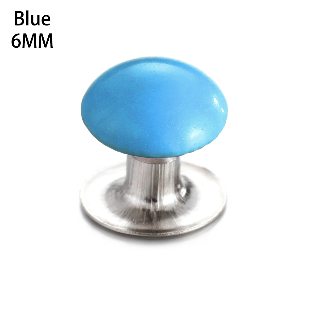 50 sets/pak paddestoel kleding klinknagels diy kleding tas schoenen knutselen decoratie benodigdheden kleding naaien glas boor spijker knoop: Blauw -6mm