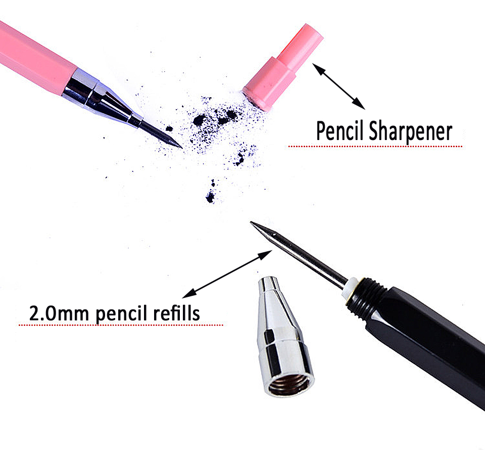 3 st/lot automatisk penna 2.0mm 2b söta mekaniska plastpennor ritning för barn skolkontorsmaterial skicka 2 blyertspennor