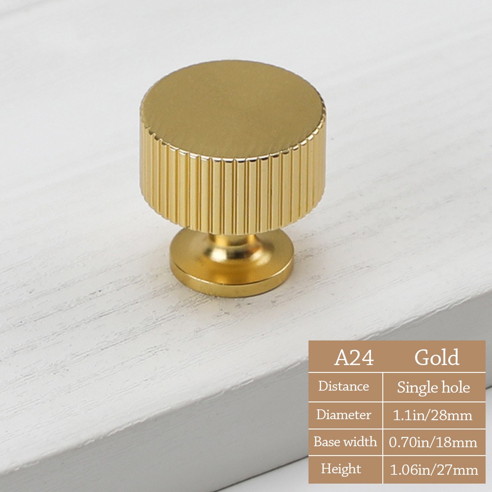 Simple Knurled Cabinet Drawer Knob Round Gold Door Handle Portable Single Hole Furniture Accessories for Home: Silver Brush