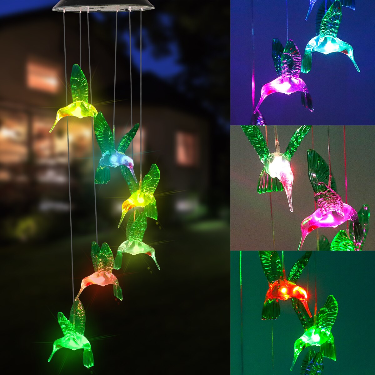 Solar Lichtslingers Tuinverlichting Kleur Veranderende Solar Windgong Led Decoratieve Mobiele Waterdichte Outdoor String Lights: Color hummingbird