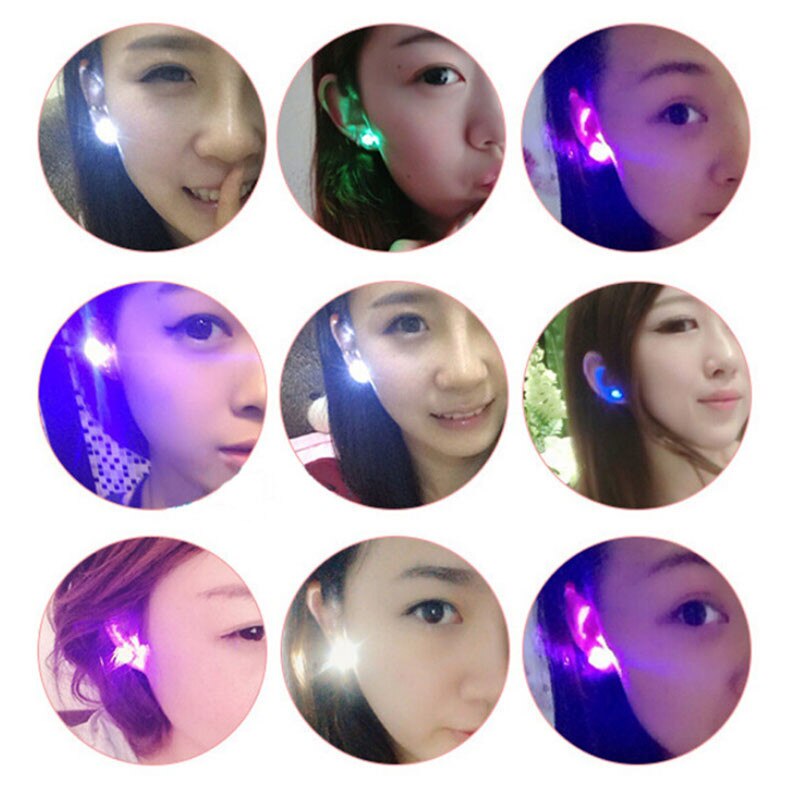 Colorful Hipster Led Earrings With Flashing Luminous Studs Gemstone Women Men Led Grow Light Up Bright Dance Earring