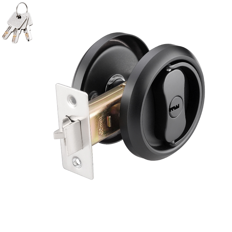 Stainless Steel Double-Sided Pull Ring Lock With Key Sliding Door Lock Invisible Door Lock Multiple Types Available: Orange