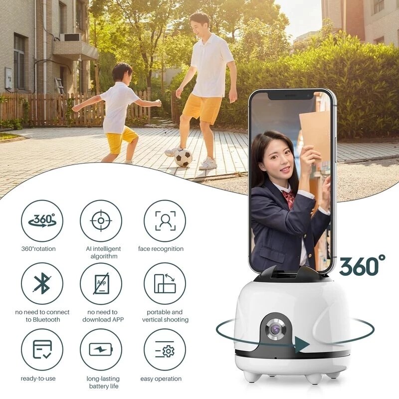 Auto Smart Shooting 360° Selfie Stick Intelligent Follow Gimbal AI-composition Object Tracking Auto Face Tracking Robot Camera