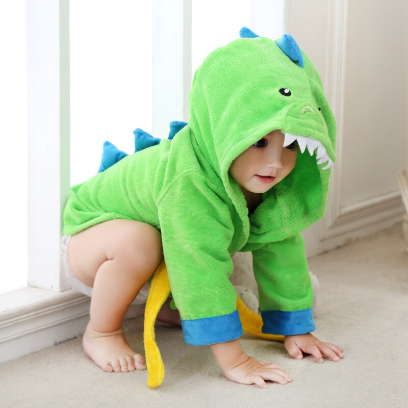 bébé peignoirs 0-1 ans dinosaure -né bébé filles vêtements sommeil robes à capuche éléphant roupa de banho bebe recen nacido: green dinosaur / 3M
