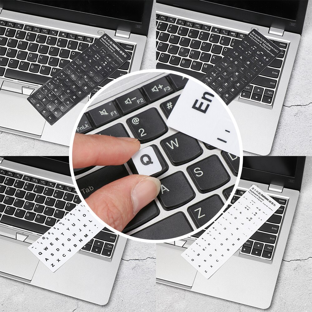 Replacement Waterproof Laptop Keyboard Stickers Spanish/English/Russian/Deutsch/Arabic/Italian/Japanese Keyboard Layout