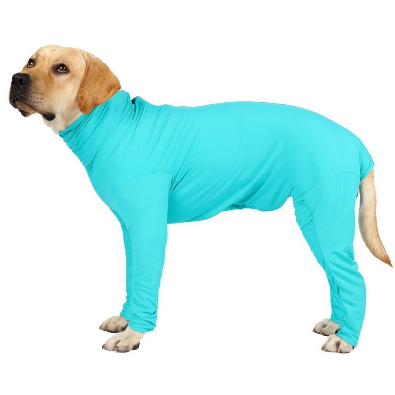 Mono ajustado elástico de Color sólido para perro, ropa para perro, abrigo de pijamas de cuatro patas, ropa de recuperación de cirugía, Mono para destete: Azul / S