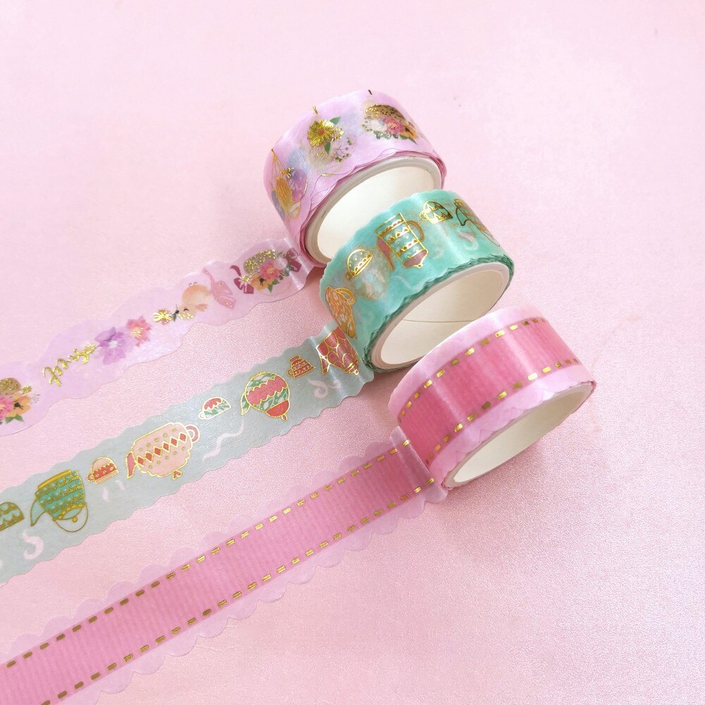 thumbnail: YUBX Washi Tape Set - 10 Rollen Decoratieve Plakband Met Gouden Folie Voor Craft
