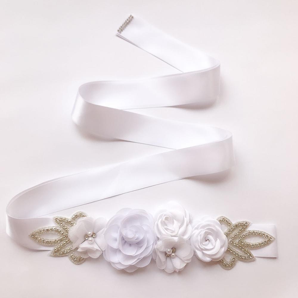 MOLANS, perlas, vestido, cinturones, flores de Gasa sólido, faja nupcial, cinta hecha a mano con diamantes de imitación, banda para la cintura, accesorios de boda para novia