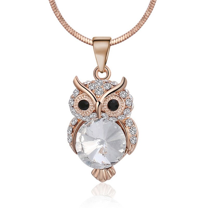 Collier en Zircon pour femme, mignon, hibou, lune, lettre, pendentif, étoiles, exquis, romantique, bijoux de fête de la saint-valentin: NL7476RGD