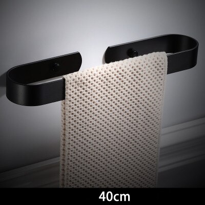 Aluminium Badkamer Handdoek Bars Handdoekenrek Wall Mounted Handdoek Bar Zwart Bakken/Wit Bad Hardware Badkamer Accessoires 30-60Cm: 40cm black