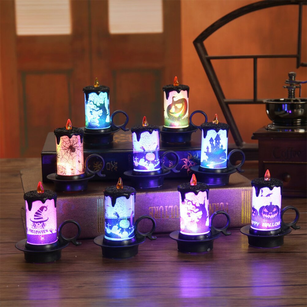 Halloween led kaarslicht enge vlamloze kaarslamp spinnenweb halloween kaarslamp halloween decoraties voor thuis