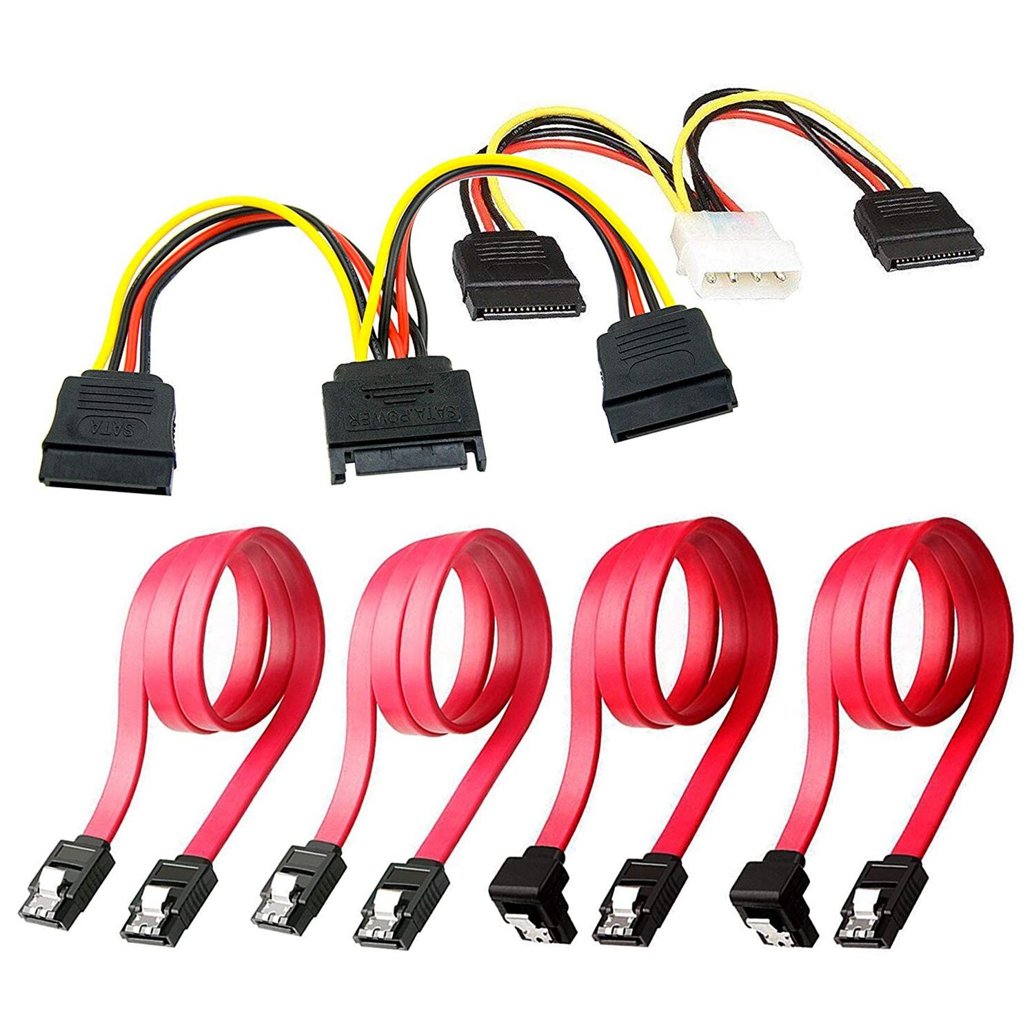 Câbles de connexion de disque dur SSD / SATA III (1x4 broches à double câble de répartiteur d'alimentation SATA 15 broches, 1x15 broches à double 15 broches SATA Po: Default Title