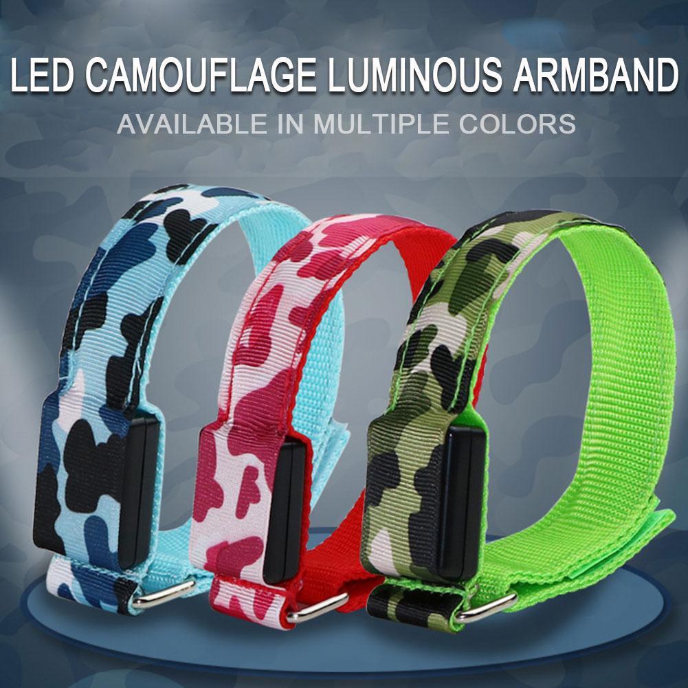 Sports LED Reflective Band Camouflage Bracelet Ankle Leg Strap Wristband Led Luminous Armbands for Party Jogging Running Cycling
