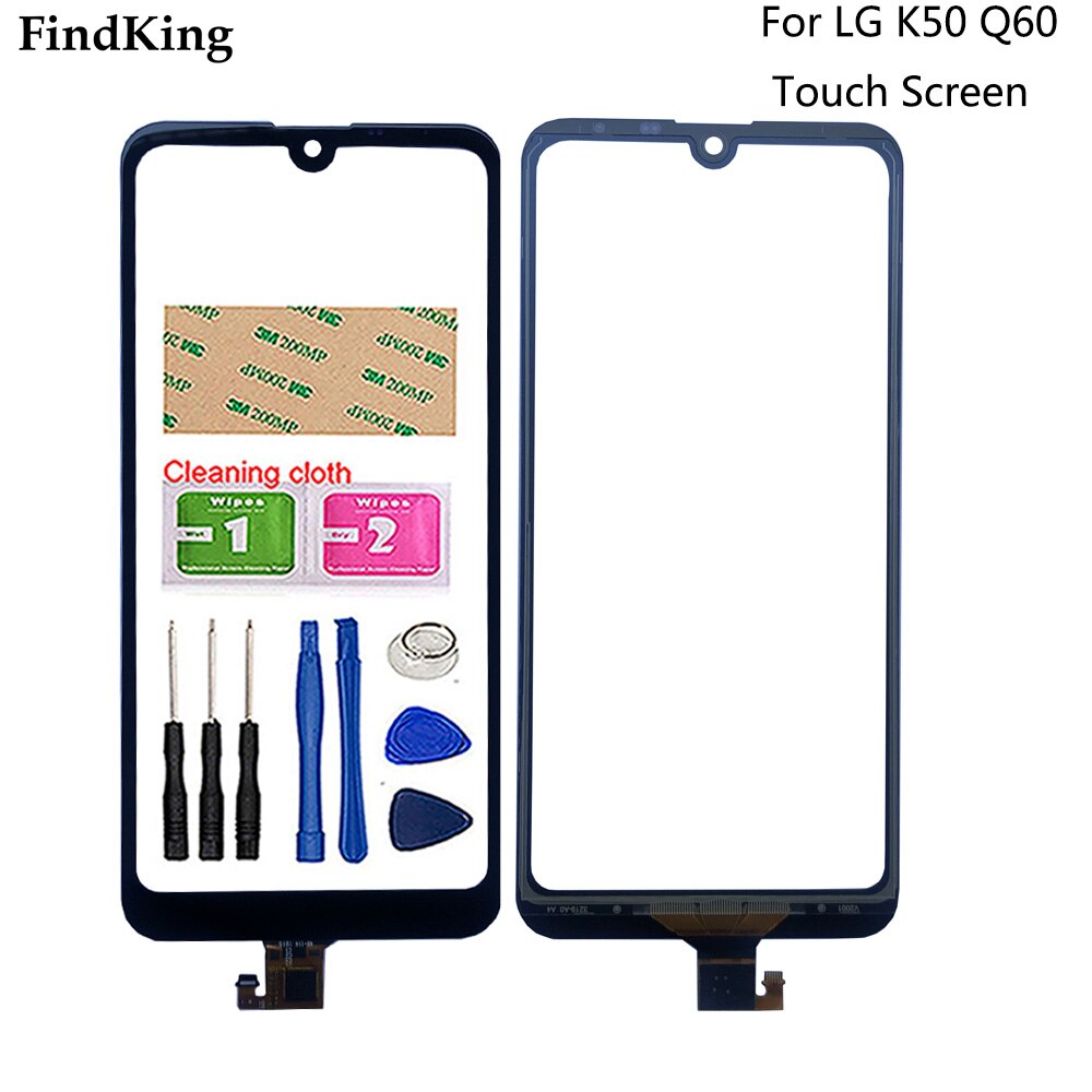 Mobile Touch Screen For LG K50 Q60 Front Glass Digitizer Panel Lens Sensor Part TouchScreen Tools 3M Glue