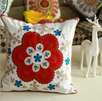 Nasjonal stil puter blomster og dekorative putevar håndlagde broderte almofadas para sofa: 1 no fylling