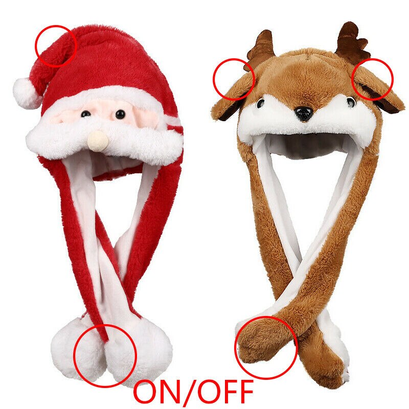 Prick-eared Movable Santa Claus Elk Ears Hat Doll Toy Christmas Halloween