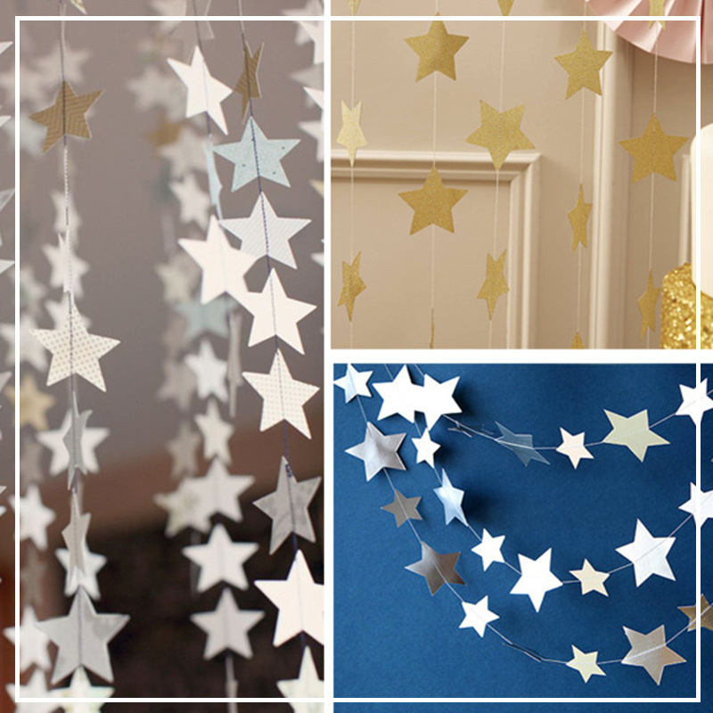 Five pointed star pull flag three-dimensional paper pull flower festival wedding birthday party decoration star bunting