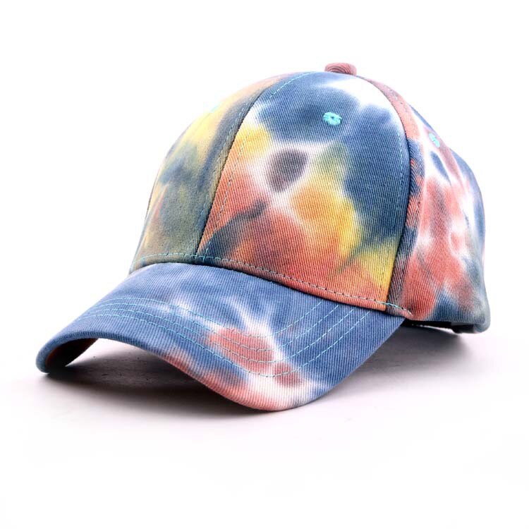 2022 tie dye baseballkasket sommer mænd kvinder trend elskere farverig snapback hat sol udendørs justerbar sol graffiti knogle: Farverig