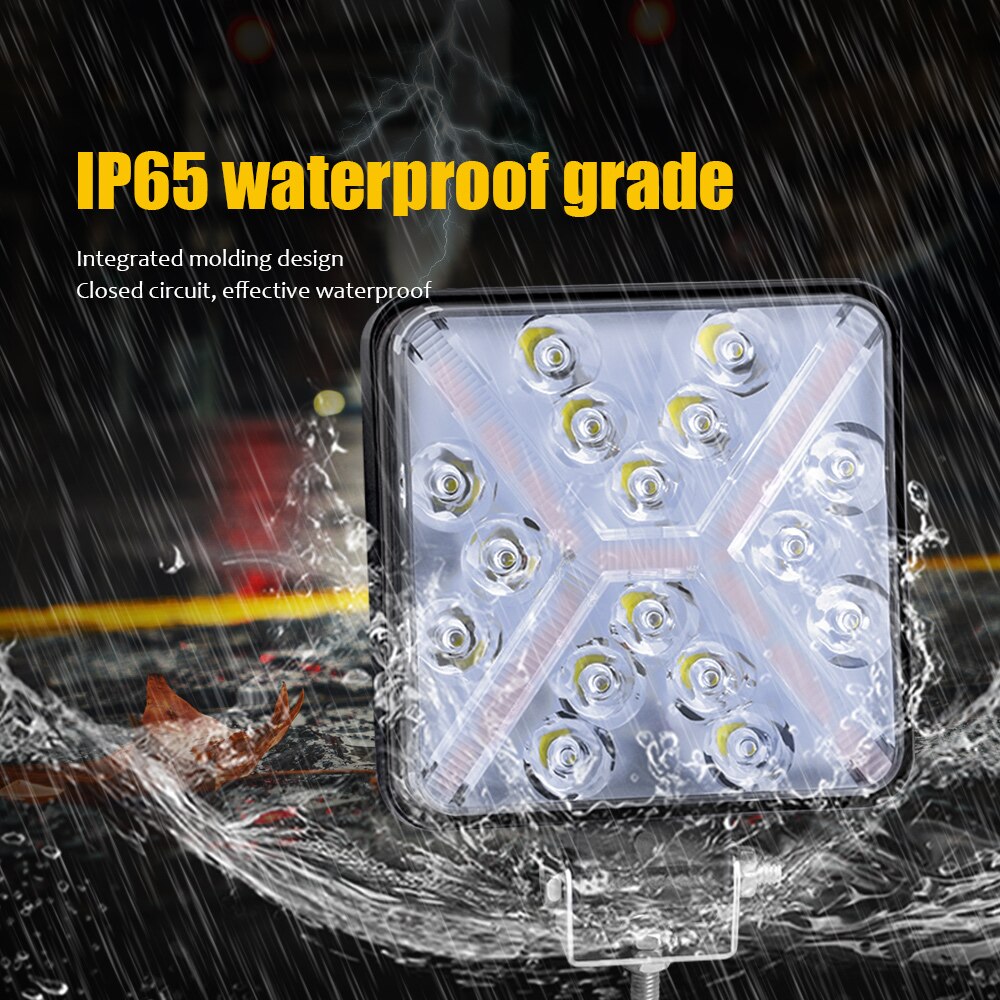 Led Work Light Bar 48W 16 barra Square Round Spotlight DRL Car Light For 4x4 led bar offroad SUV ATV Truck Excavator White Amber