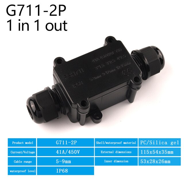 2/3 Way Electrical Outdoor Waterproof Cable wire connector IP68 41A/450V Junction Box With terminal for Light Wiring Accessories: FSH711-2P