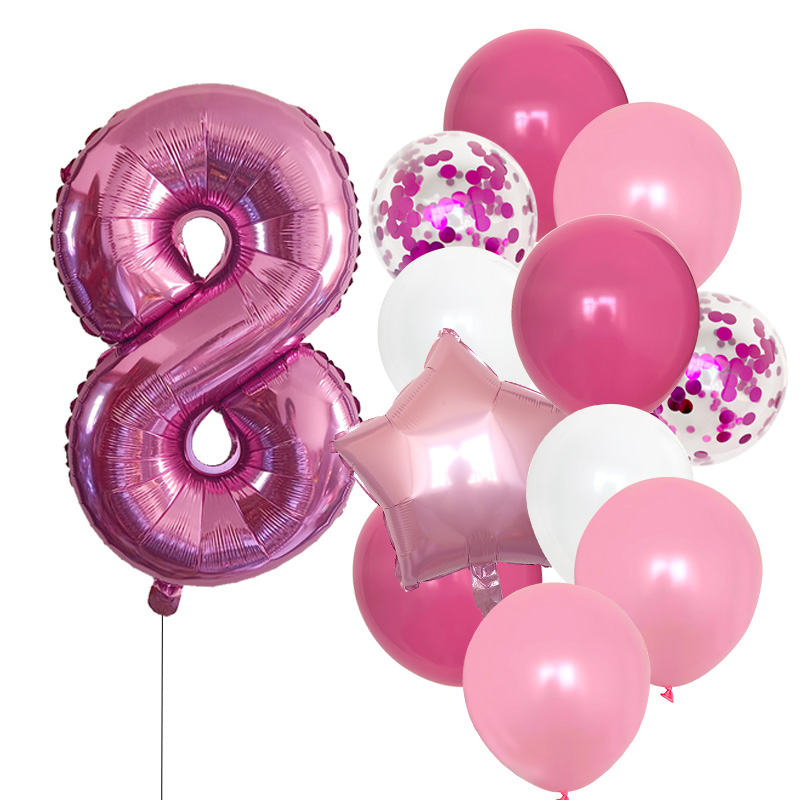 12pcs Girls First Birthday Party Balloons Pink Number Baloon Birthday Decoration Girls 1 2 3 4 5 6 7 8 9 Years Party Supplies: Deep Sapphire