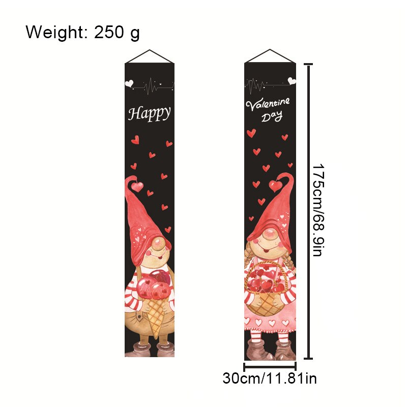 2PCS Door Porch Sign Valentines Day Decorations Pink Banners Hanging Love Heart Streamers Wall Decor Party Supply Valentines Day: A1
