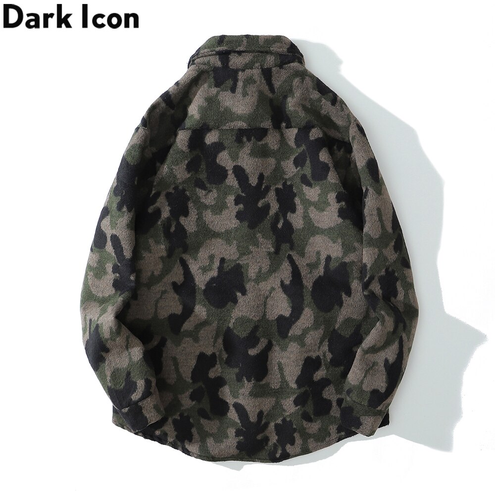 Mørkt ikon camouflage skjorte jakke mænd kvinder turn-down krave vintage herre jakke streetwear tøj