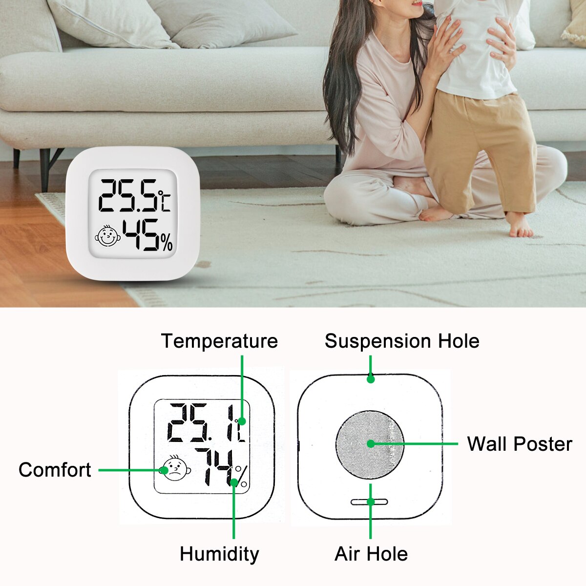 4 Stuks Digitale Thermometer Hygrometer Indoor Mini Temperatuur Lcd Elektronische Monitor Hygrometer Buitenkamer Baby