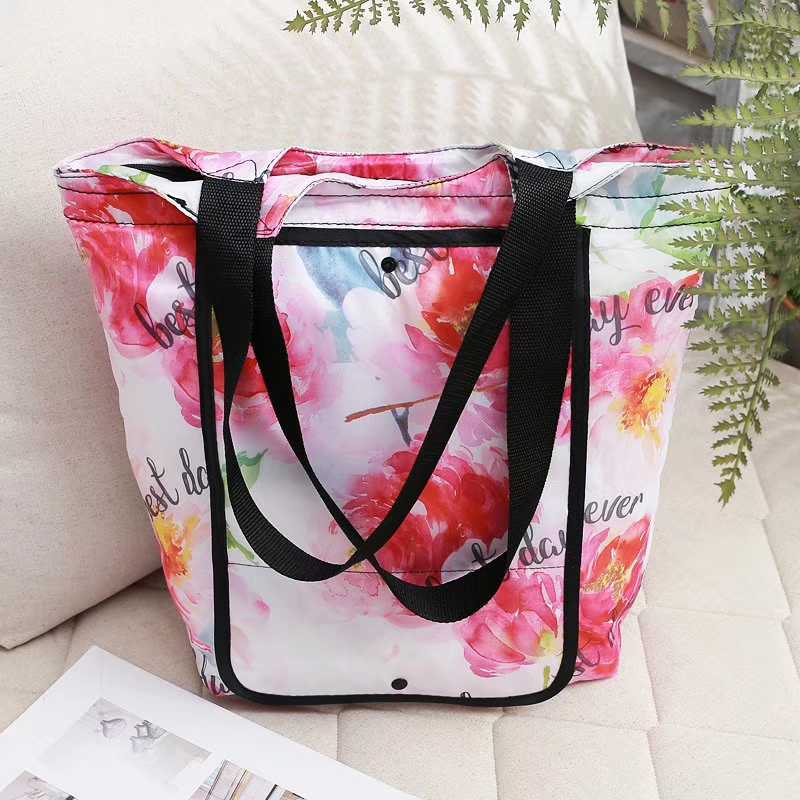 De gran capacidad de nylon con estilo de impresión bolsa nevera portátil almuerzo bolsa el almuerzo bolsa | Hielo térmico supermercado aislado bolso para la compra, bolsa de