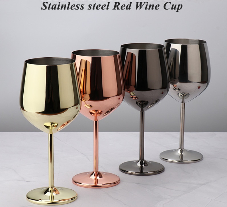 500 Ml Capaciteit Creativiteit 304 Rvs Single-Layer Beker Rode Wijn Glas Grote Capaciteit Metal Glas